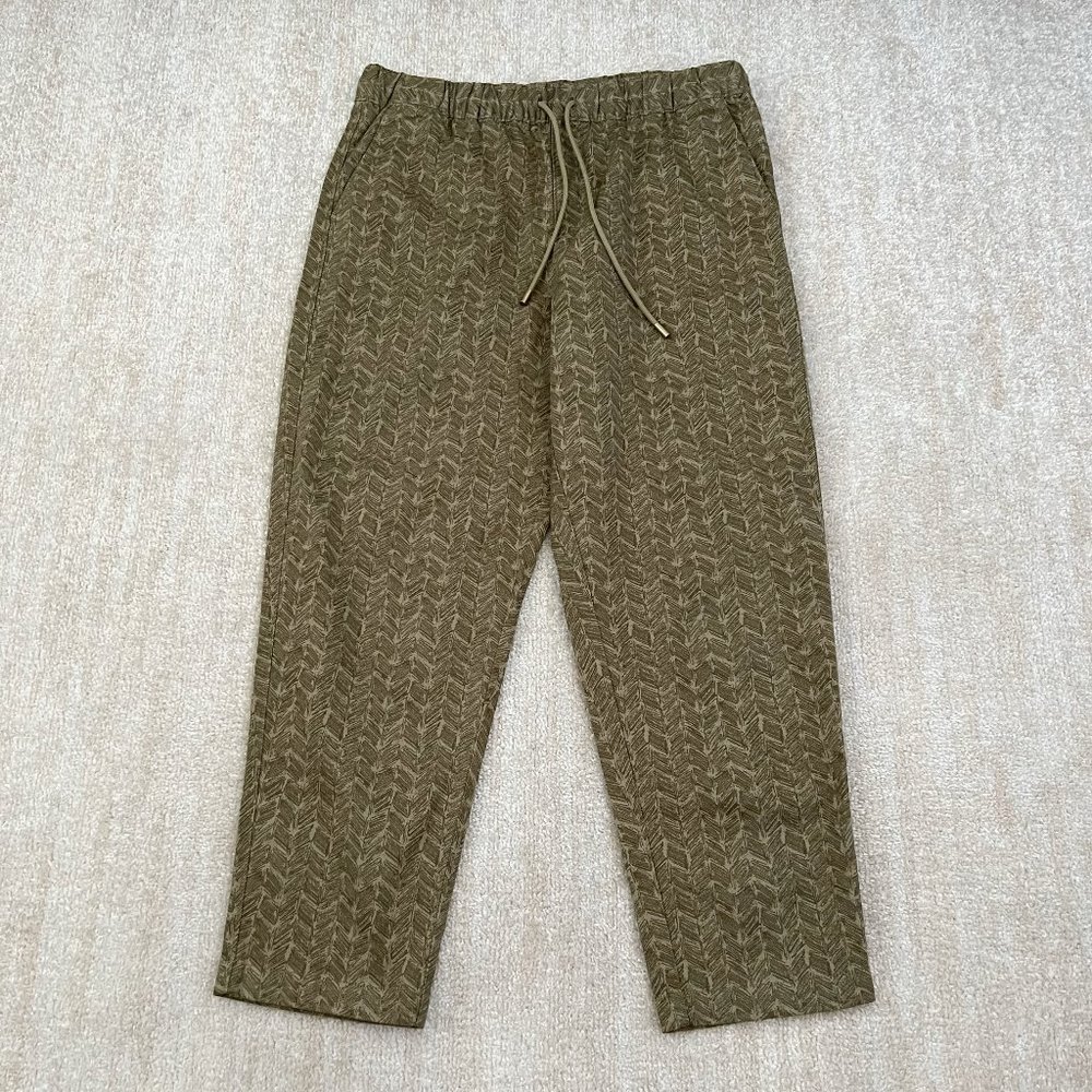 Garnet Hill Olive Green Cropped Drawstring Pants